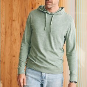 Faherty Sunwashed Slub Hoodie Faded Sage Green Blue